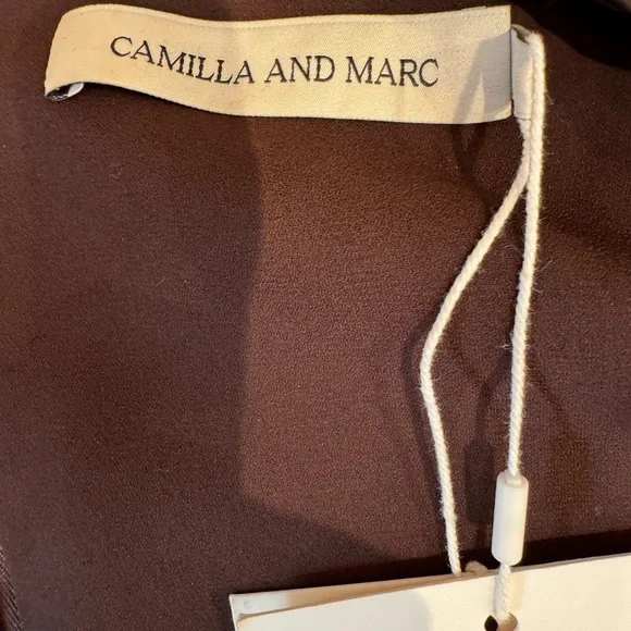 Camilla and Marc Sorrell Brown Satjn Midi Dress Size 6 - Picture 8 of 10